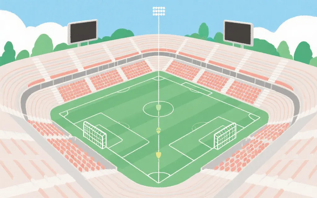 足球场座位视线示意：中线、角区与不同高度的观看差异